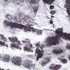 Turquoise Tie Dye.  Black Ethnic Style Pattern. © Olga