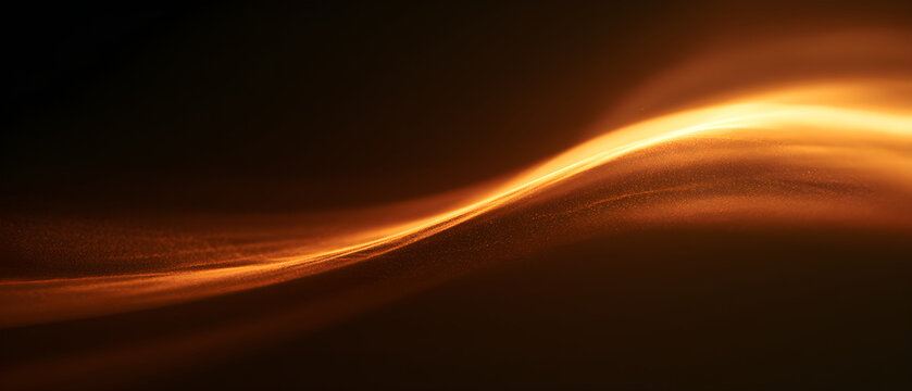 Golden abstract light trail with a grainy texture on a dark background. Warm amber glow and soft motion blur for cinematic overlays. Elegant orange light wave for luxury branding and web design.