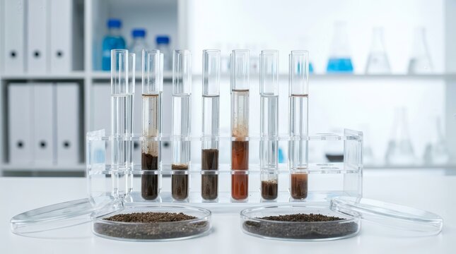 Environmental science laboratory experiments for testing chemical residues and natural resource sustainability.