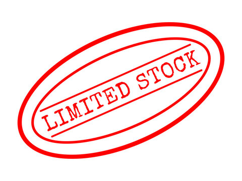 Red oval stamp with the text limited stock written in a simple block font style isolated on transparent background