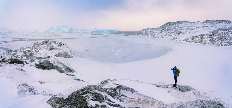 Photographer overlooking Disko Bay