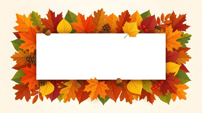 A vibrant and colorful thanksgiving border of autumn leaves creates a festive and inviting atmosphere perfect for announcements invitations or seasonal greetings