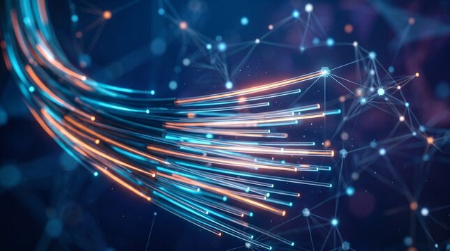 Abstract Fiber Optic Cables and Data Network Connection Lines Background