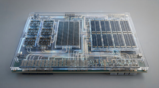 Blue circuit board with electronic components