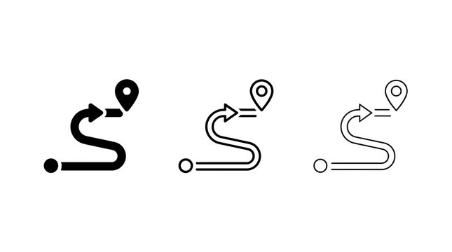 Route path navigation icons isolated on transparent background