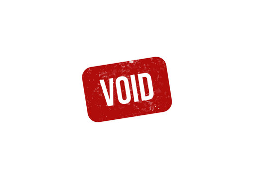 Bold red void stamp with white text isolated on transparent background