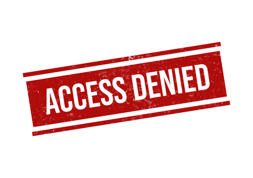Red access denied warning sticker with bold text isolated on transparent background