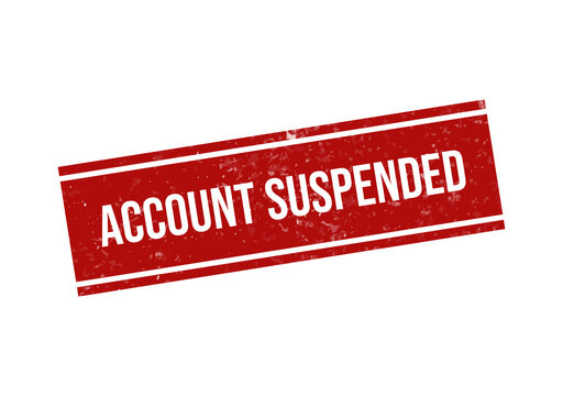 Red account suspended warning stamp on white isolated on transparent background