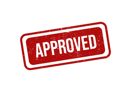 Red approved stamp with bold white text on clean background isolated on transparent background