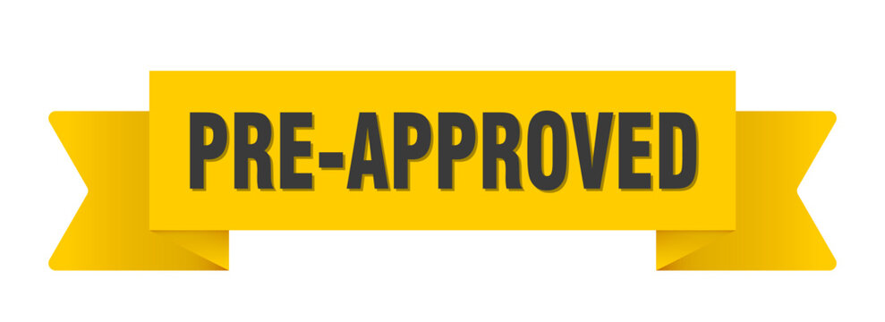pre-approved yellow ribbon isolated on transparent background. pre-approved ribbon