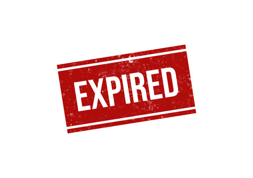Red expired stamp or label with bold text isolated on transparent background