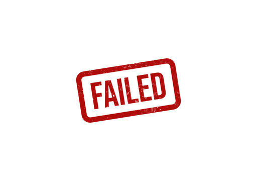Red failed stamp on white background isolated on transparent background
