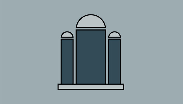 Minimalist architectural church or mosque building icon with three domes, presenting simple clean geometric design.