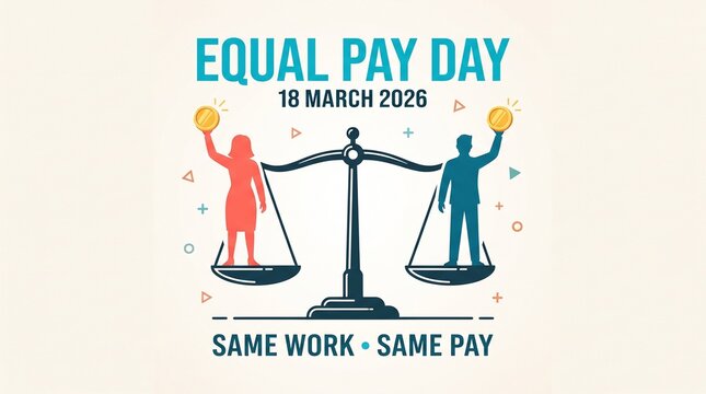 Equal pay day balance illustration with figures