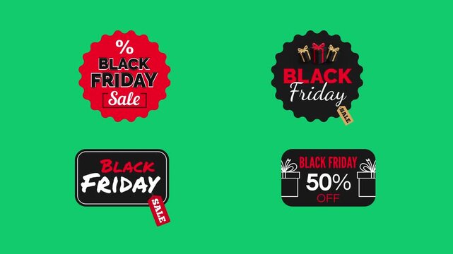 black friday sticker tags animation green screen chroma key video footage 