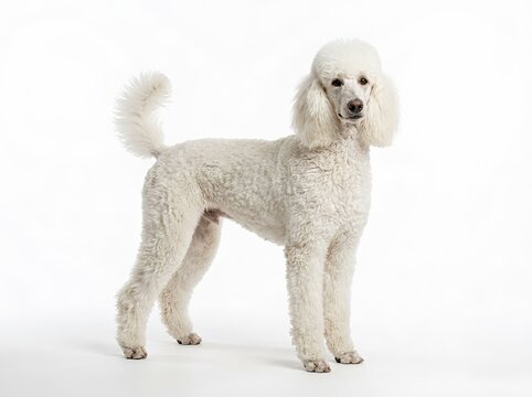 Standard Poodle Isolated on White Background. For pet care, dog breed, grooming, animal companionship, veterinary, training