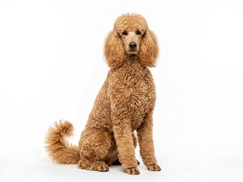 Standard Poodle Isolated on White Background. For pet care, dog breed, grooming, animal companionship, veterinary, training