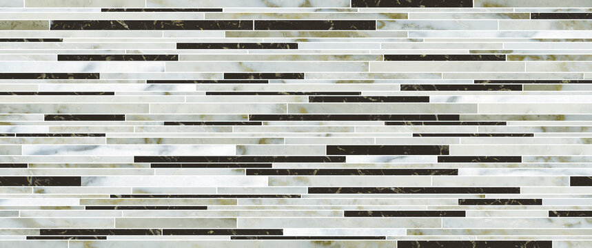Abstract horizontal black and white marbel texture tile, plank texture with distressed white and black surface