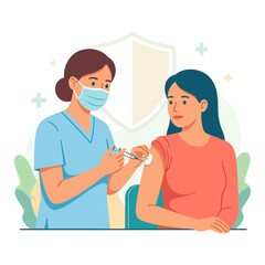 Obraz premium Nurse Administering Vaccine to Patient, Healthcare Concept Illustration