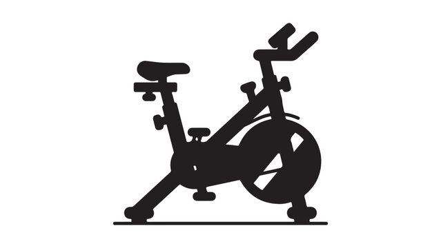 Stationary exercise bike silhouette icon on white background