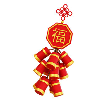 3D Chinese New Year Firecrackers Traditional. Decorations for the Chinese New Year