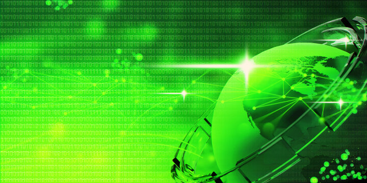 global earth planet 3d illustration rendering for technology in scifi futuristic style, a particle light  network of globalization