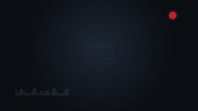 Digital recording HUD interface with blinking red light and audio waveform on dark background