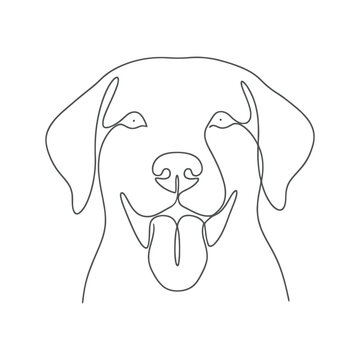 Labrador dog face line drawing simple vector illustration in black and white