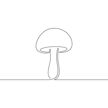 Minimalist mushroom line art vector illustration on white background for graphic design