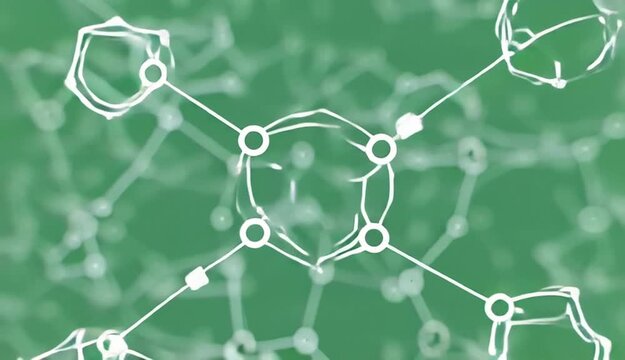 Blockchain Network Icon with Connected Geometric Blocks and Nodes in Motion