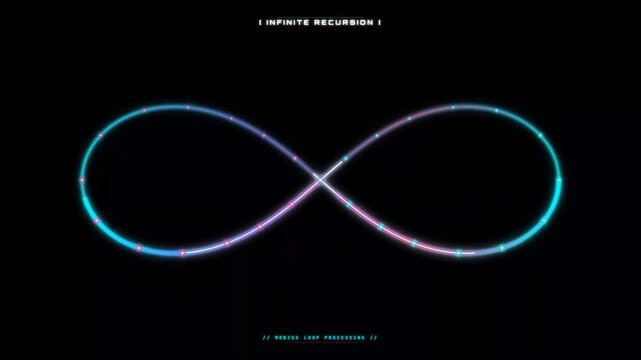 Glowing neon infinity symbol looping on dark background