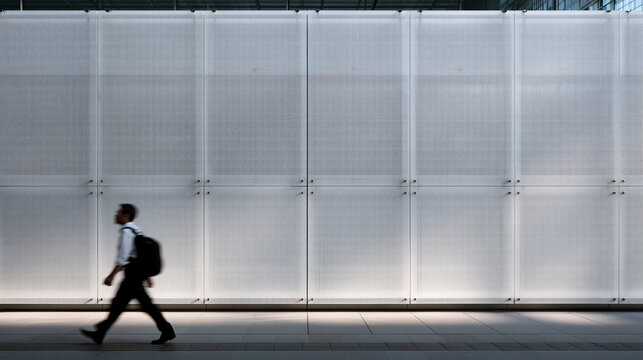 Businessman Commuting in Modern Architectural Setting