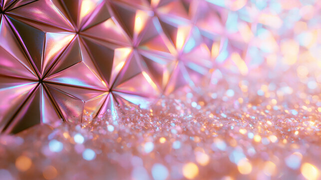 Abstract Rose Gold Geometric Background with Sparkling Glitter