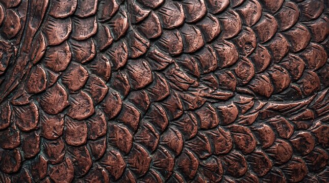 Antique Copper Fish Scale Texture Background Pattern
