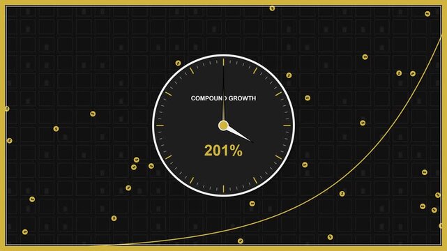 Compound Interest Growth Concept with Clock
