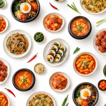 キムチや豆腐チゲやキンパなど韓国料理のフードパターン
