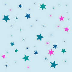 Obraz premium Colorful stars and dots scattered on dark background