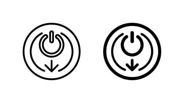 Power off and shutdown icons isolated on transparent background