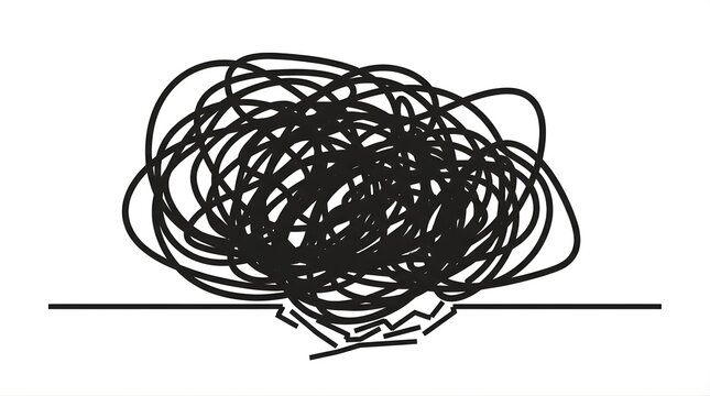Abstract black scribble cloud representing a complex chaotic tangle concept
