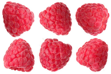 Fresh raspberries isolated on white, set. Summer berry © New Africa