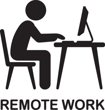 Person working at desk with computer remote work icon