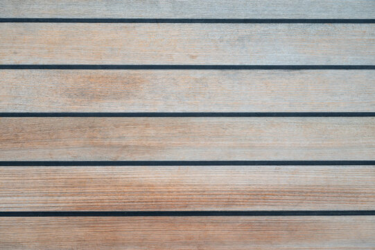Top View of Teak Wood Cruise Ship Deck Flooring 