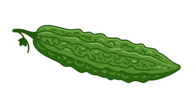 Fresh green bitter melon vegetable isolated on a clean white background