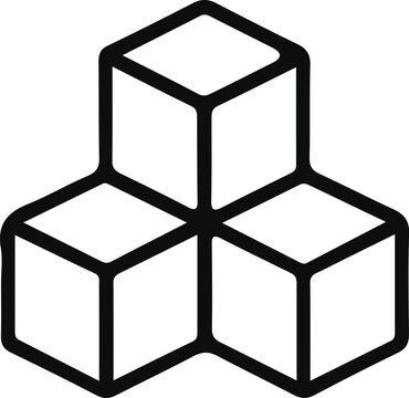 Four interlocking cubic shapes create a black line silhouette on a white background cuboid geometric geometry connected outline