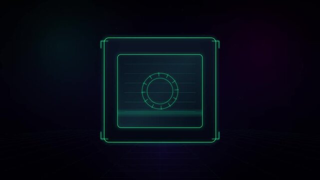 Retro Futuristic Security System Online with Data Verification and Secure Asset Access Animation