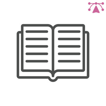 Book line icon, knowledge concept. Vector graphics. Wisdom and care, open textbook sign and editable stroke, outline style icon for mobile or web design.