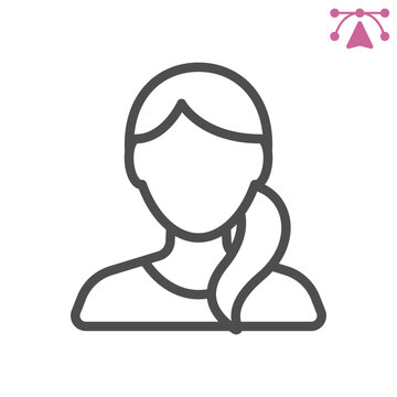 Mother avatar line icon, mother day concept. Vector graphics. Birth and care, young woman sign and editable stroke, outline style icon for mobile or web design.