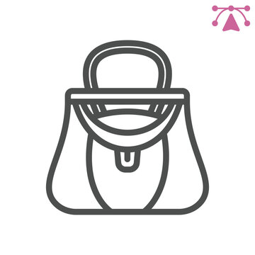 Women bag line icon, mother day concept. Vector graphics. Practicality and style, accessory sign and editable stroke, outline style icon for mobile or web design.