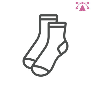 Socks line icon, footwear concept. Vector graphics. Warmth and comfort, socks pair sign and editable stroke, outline style icon for mobile or web design.
