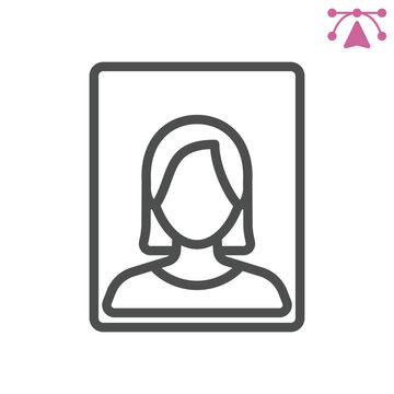 Portrait of a mother line icon, mother day concept. Vector graphics. Woman photo, mom picture sign and editable stroke, outline style icon for mobile or web design.